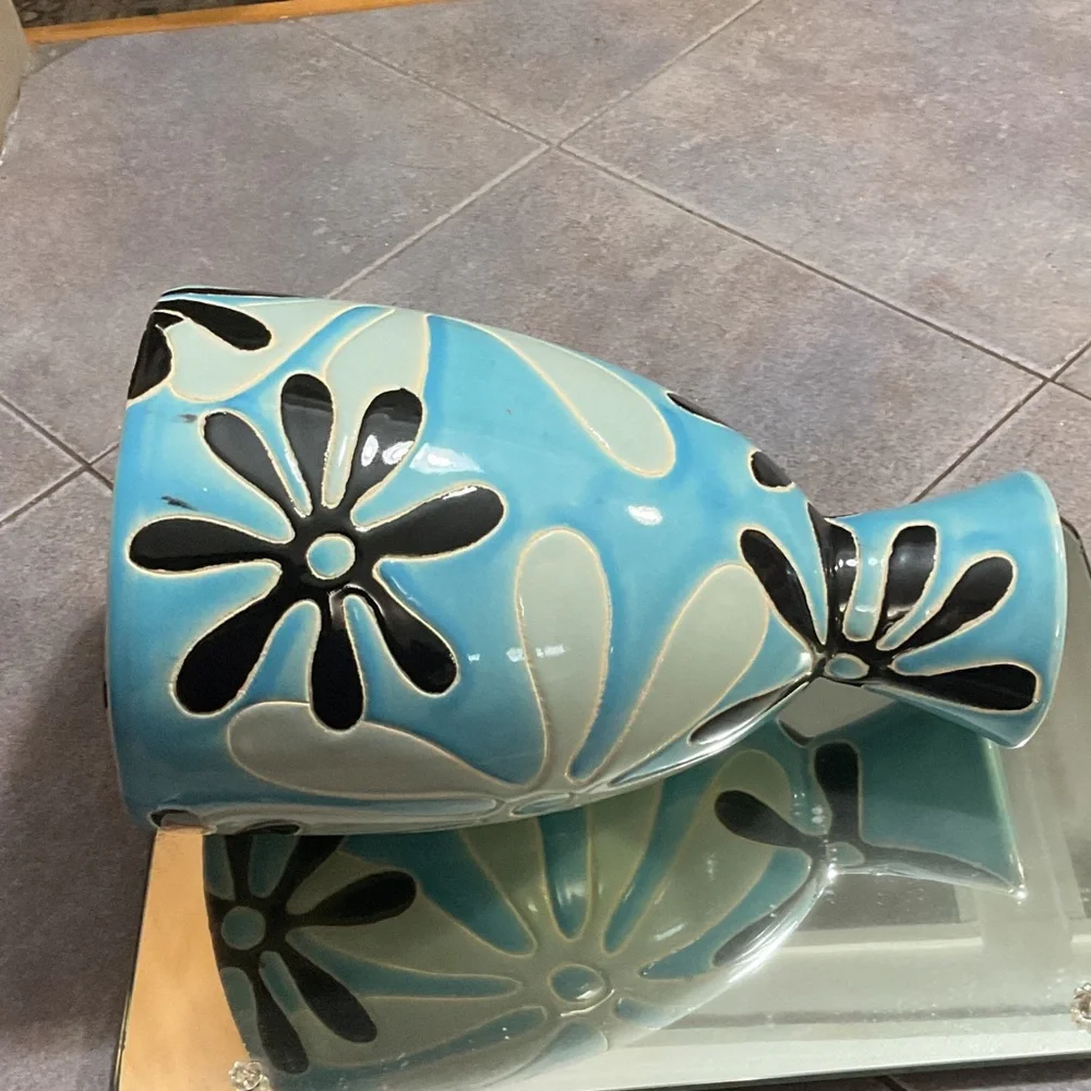 Blue Floral Ceramic Vase